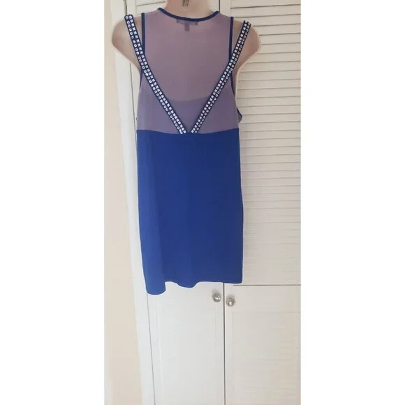 CABLE AND GAUGE ROYAL BLUE EMBELLISHED COLD SHOULDER TOP SZ LARGE - Picture 5 of 8